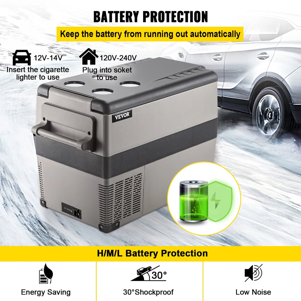 BENTISM 22L Portable Car Refrigerator, 23 Quart RV Fridge, 12/24V DC & 110-240V AC Vehicle Car Truck Boat Mini Electric Cooler for Driving Travel Fishing Outdoor and Home Use