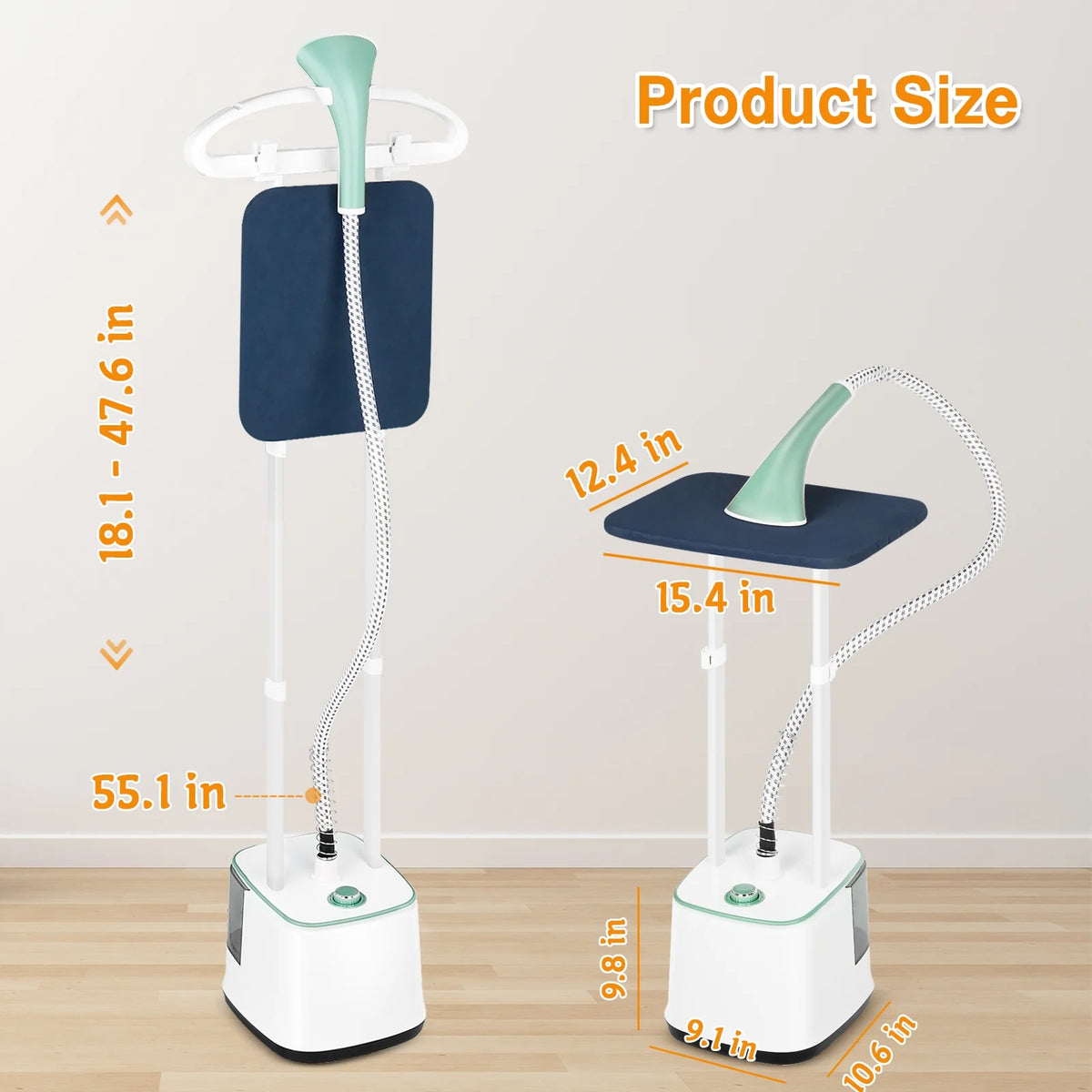 Advwin 2000W Garment Steamer for Clothes Standing, 10 Steam Levels, 2.7L Water Tank, Commercial and Household Use (Gold)