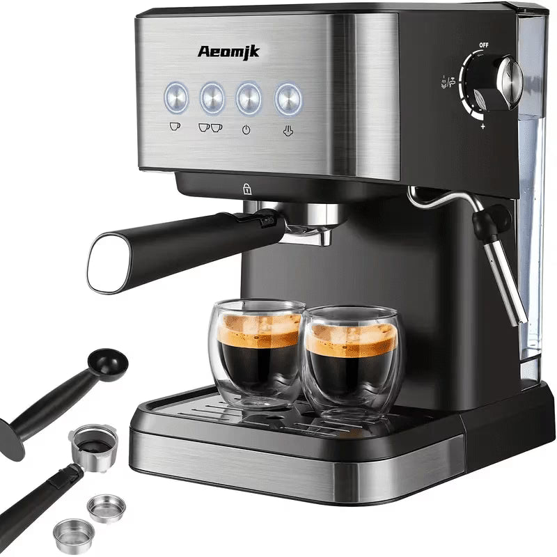 AEOMJK Semi-Automatic Espresso Machine,20 Bar Pressure,1.5L Removable Water Tank,Design for Cappuccino & Latte Making, Coffee Brewing