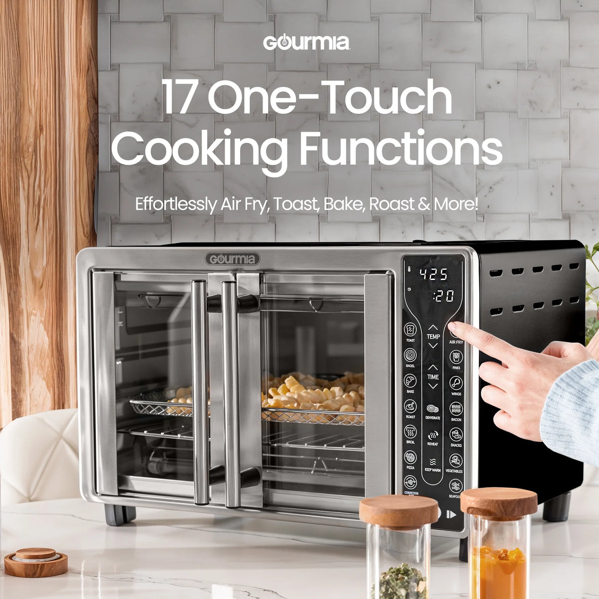 Gourmia Digital French Door Air Fryer Toaster Oven, Black