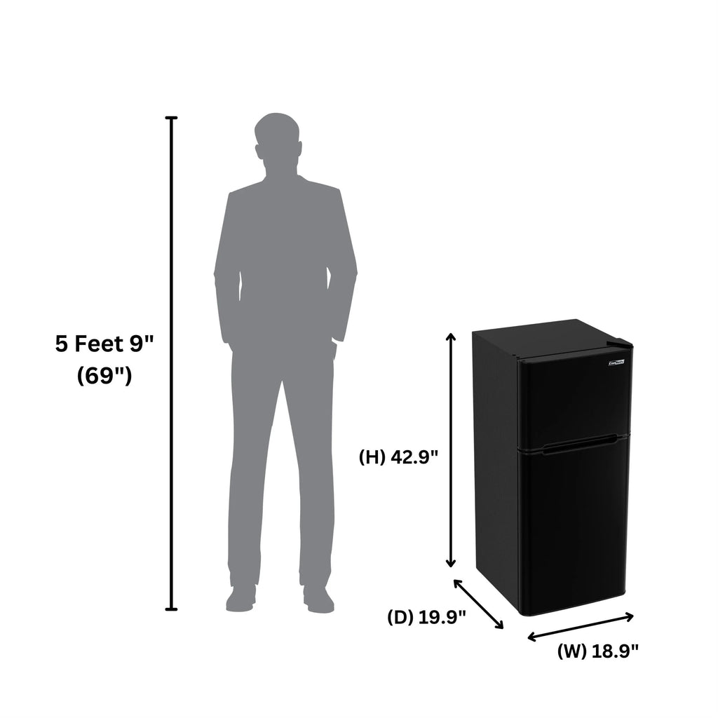 Conserv 19in BLACK Compact 2 Door Refrigerator 4.5cf Reversible Door 110V