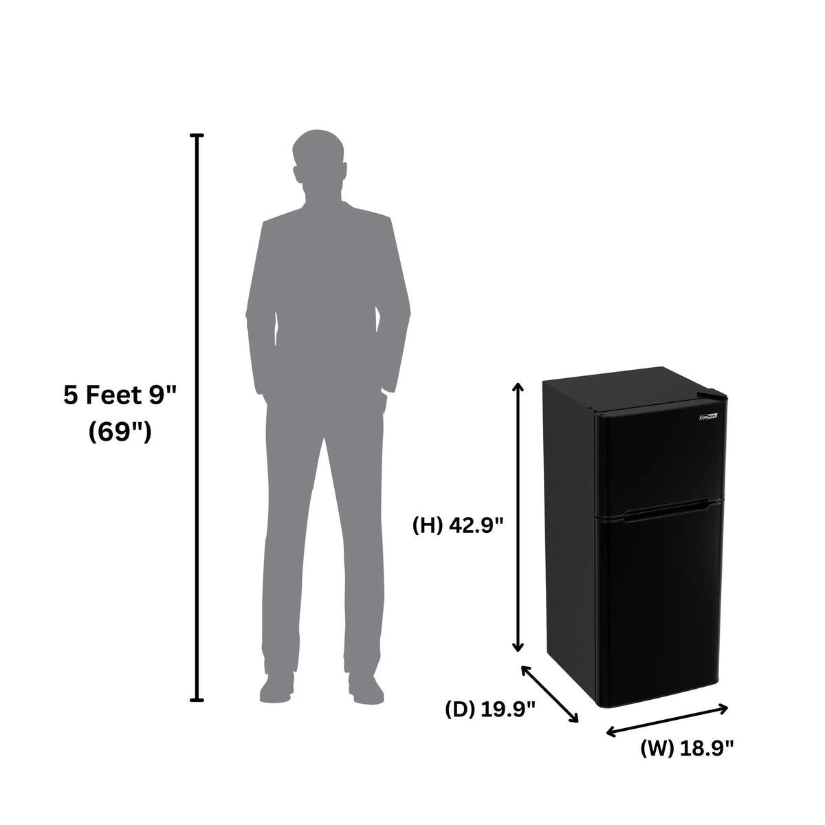 Conserv 19in BLACK Compact 2 Door Refrigerator 4.5cf Reversible Door 110V