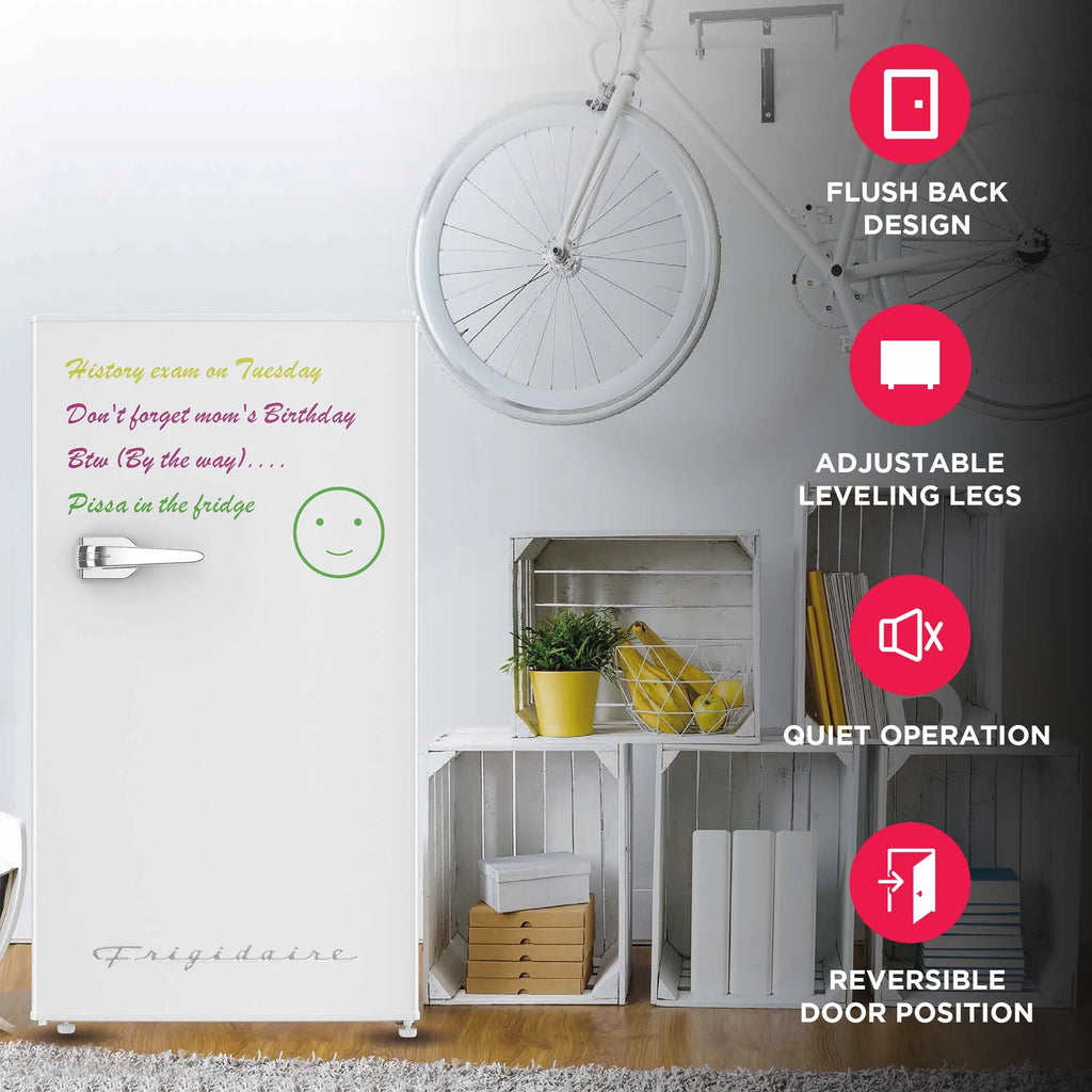 Frigidaire 3.2 Cu Ft Retro Dry Erase Compact Fridge, (EFR331-BLACK), Black