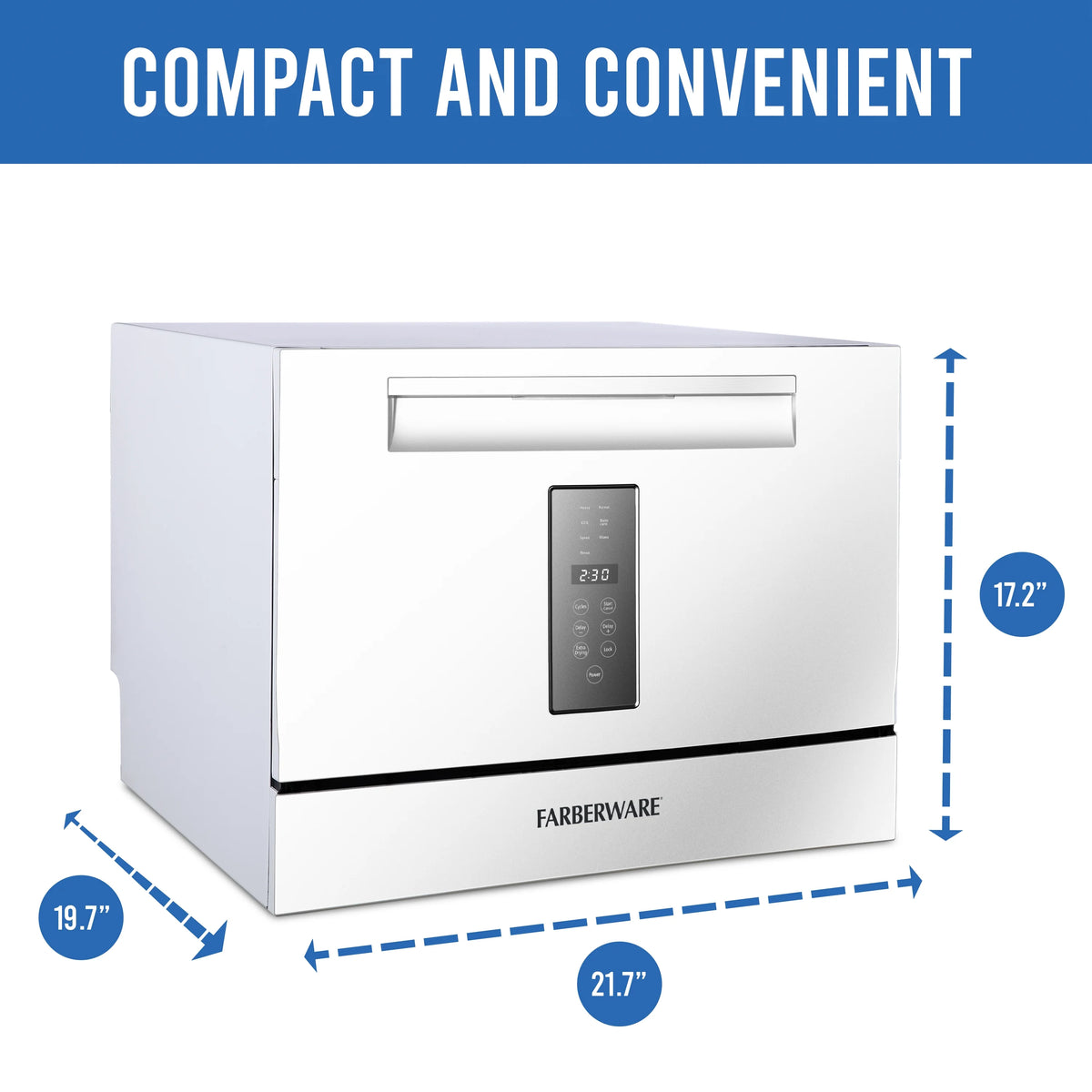 Farberware Professional 6-Piece Countertop Dishwasher, White