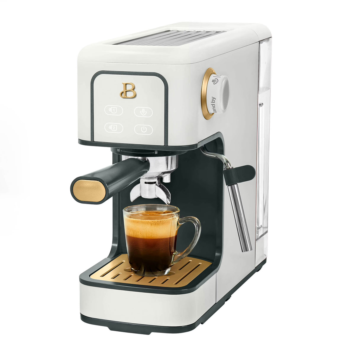 Beautiful Slim Espresso Machine with 20-Bar Pressure, Black Sesame by Drew Barrymore
