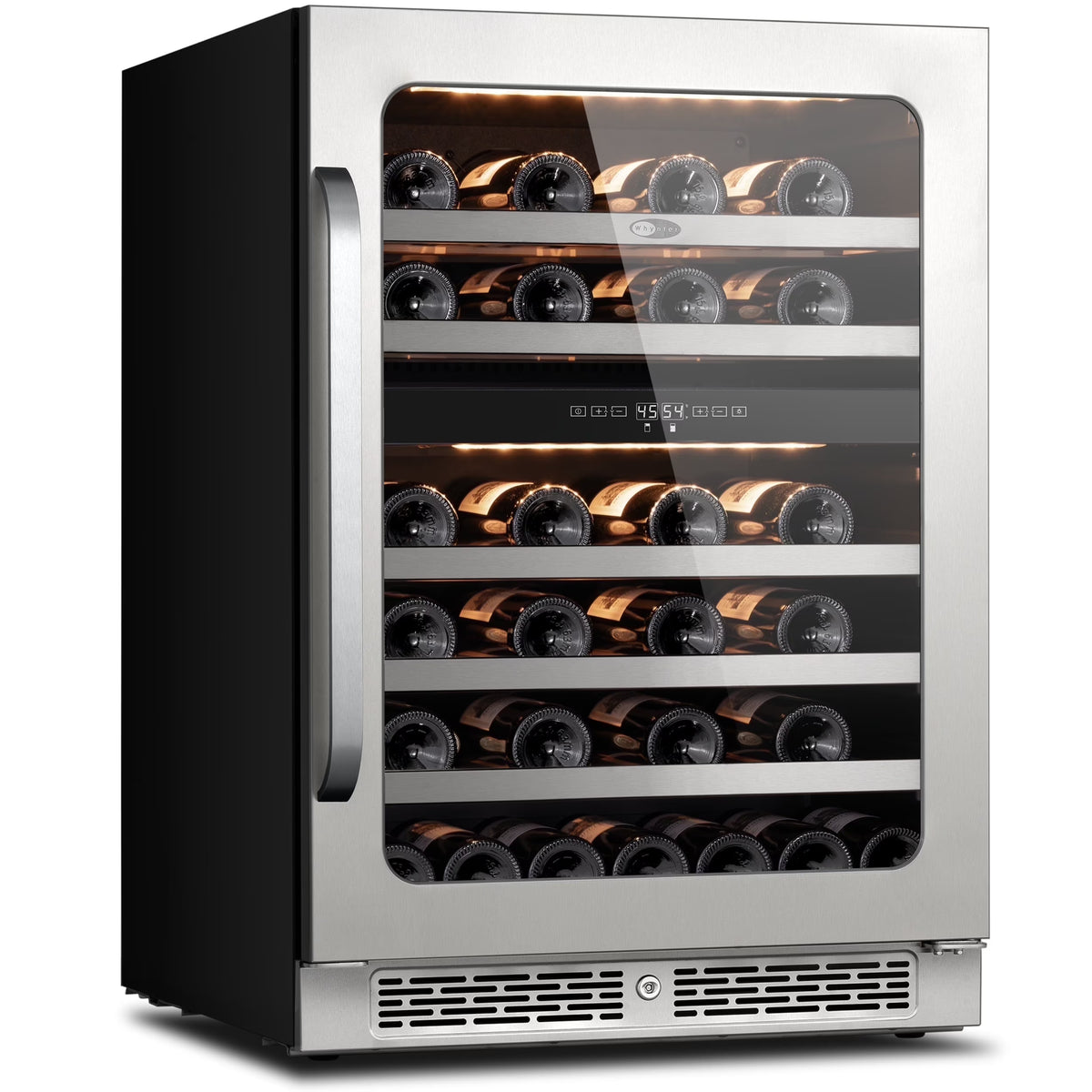 Whynter 24 inch Wine Cooler Refrigerator, 46 Bottle Wine Fridge, Freestanding & Built-in with Reversible Glass Door