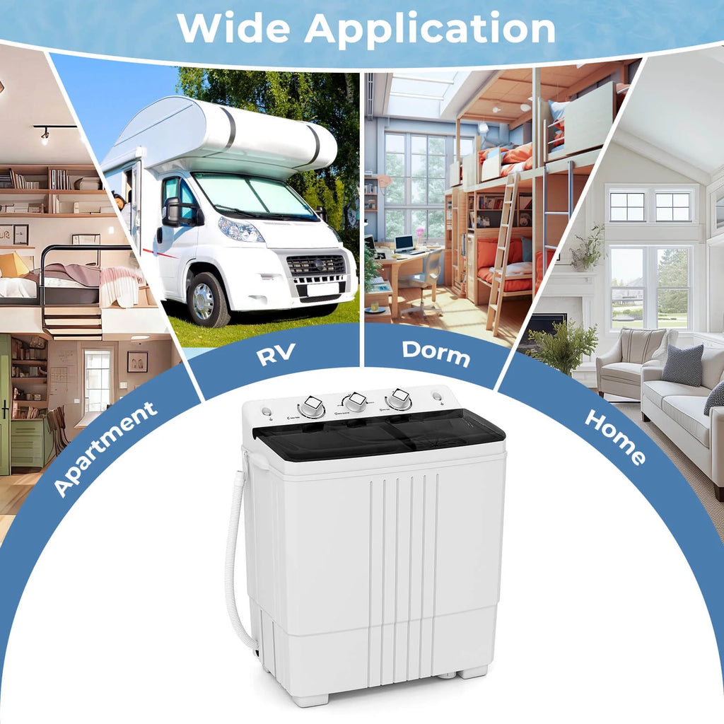 Costway Twin Tub 20Lbs Top Load Washing Machine with Gravity Drain