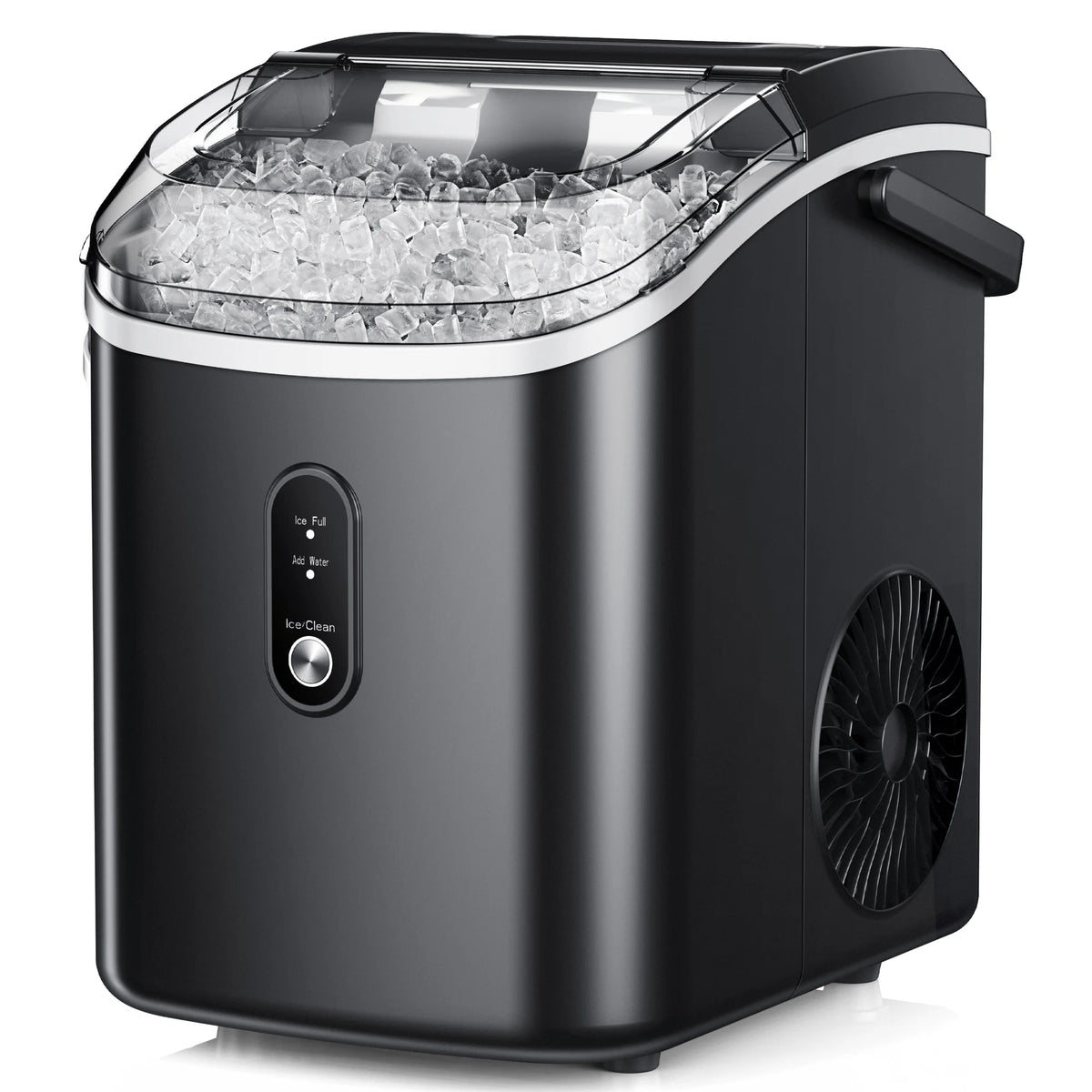 Simzlife Nugget Ice Maker Countertop, 34.9lbs per Day Chewable Pebble Nugget Ice Machine with Touch Screen for Home, Kitchen, Office, Stainless Steel, Black