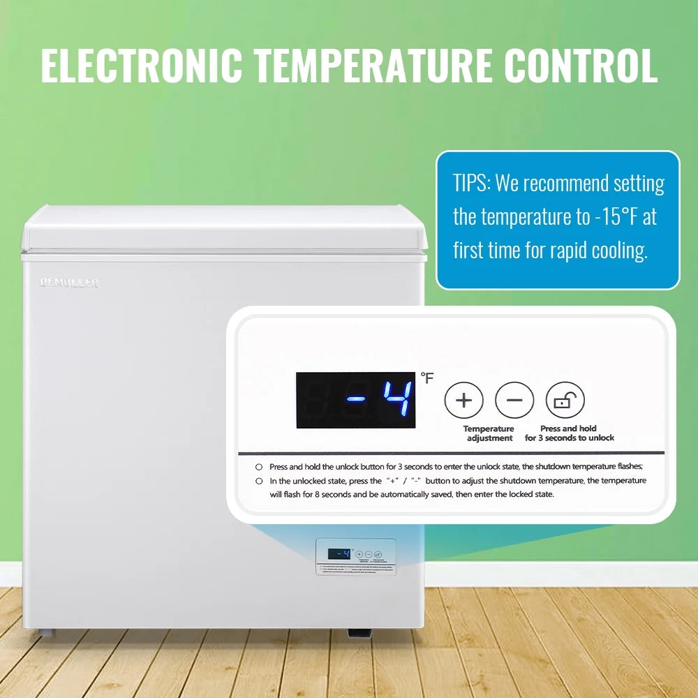 DEMULLER 5 Cu.ft Small Chest Freezer Mini Freezer Top Open Door for Dorm, Apartments White New