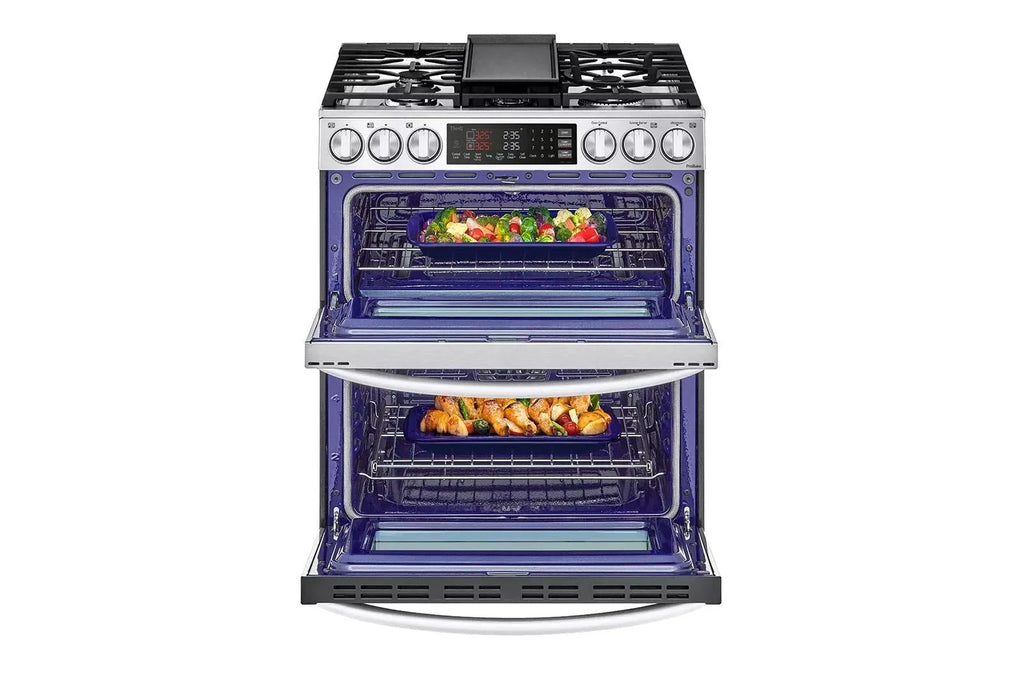 30 Inch Slide-In Gas Smart Range with 5 Sealed Burners, Double Oven, 6.9 Cu.