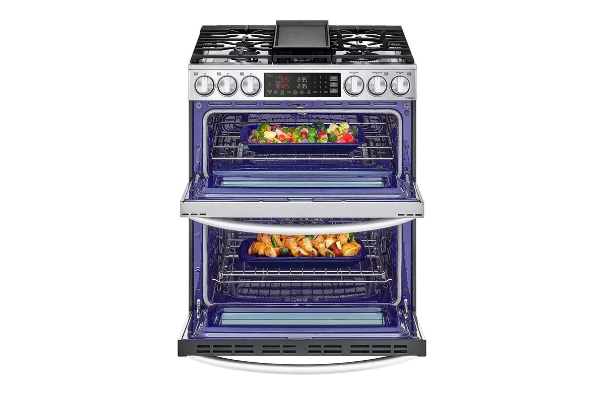 30 Inch Slide-In Gas Smart Range with 5 Sealed Burners, Double Oven, 6.9 Cu.