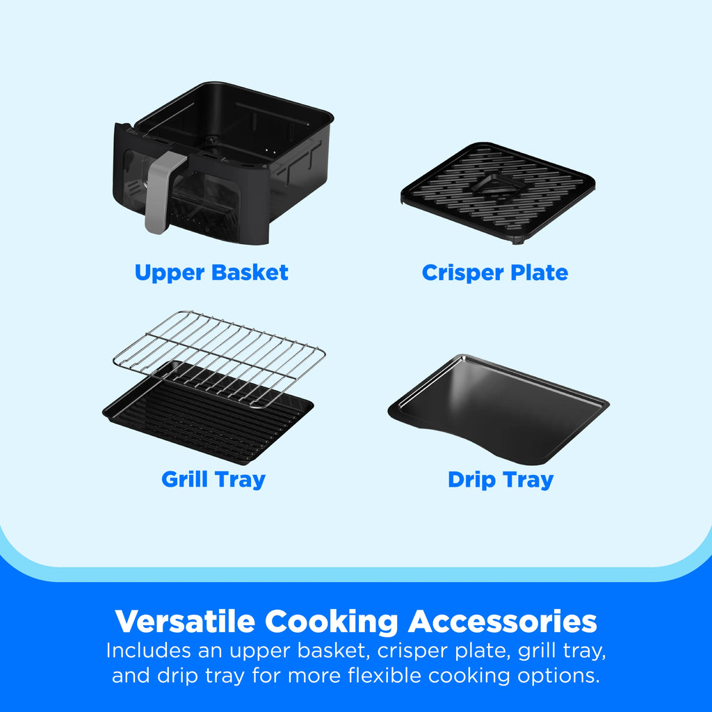 Midea 11 Quart 2-Basket Air Fryer, 8-in-1 Sync Finish Cooking