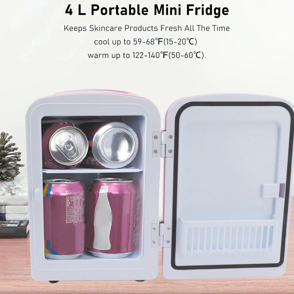 Mini Beauty Fridge, Mini Refrigerator Fridges for Bedrooms, Portable Small Fridge for Car, Travel, Home Skincare, Makeup (UK Plug)