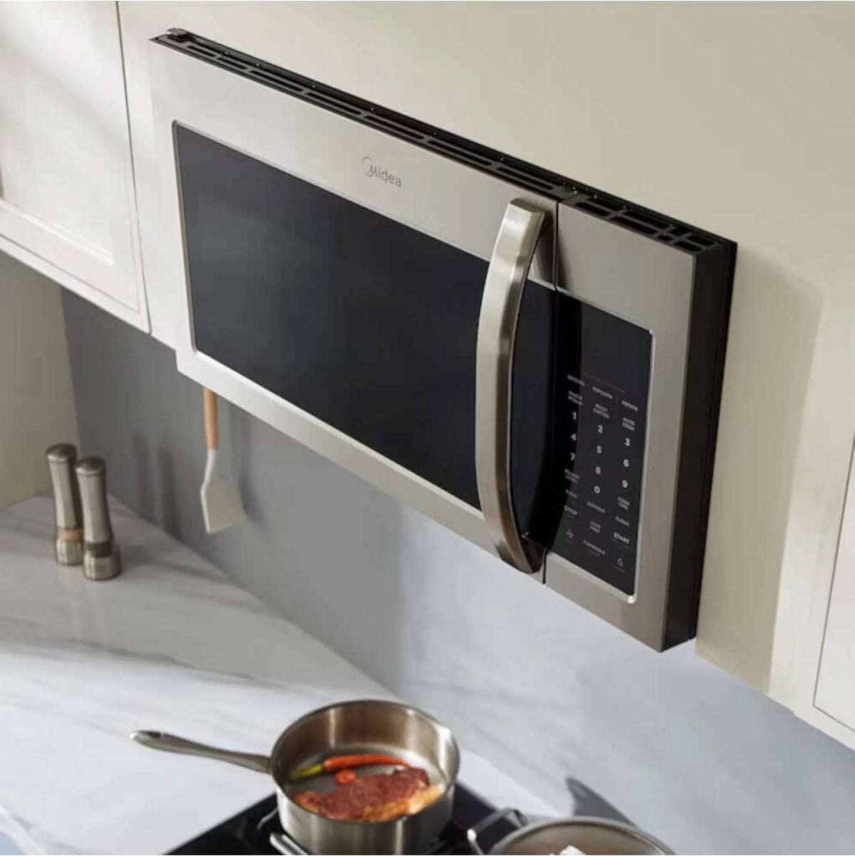 Midea Over The Range Microwave Oven with Sensor Cooking, 1.7?Cu. ?Ft., Stainless Steel, MMO17S3AST