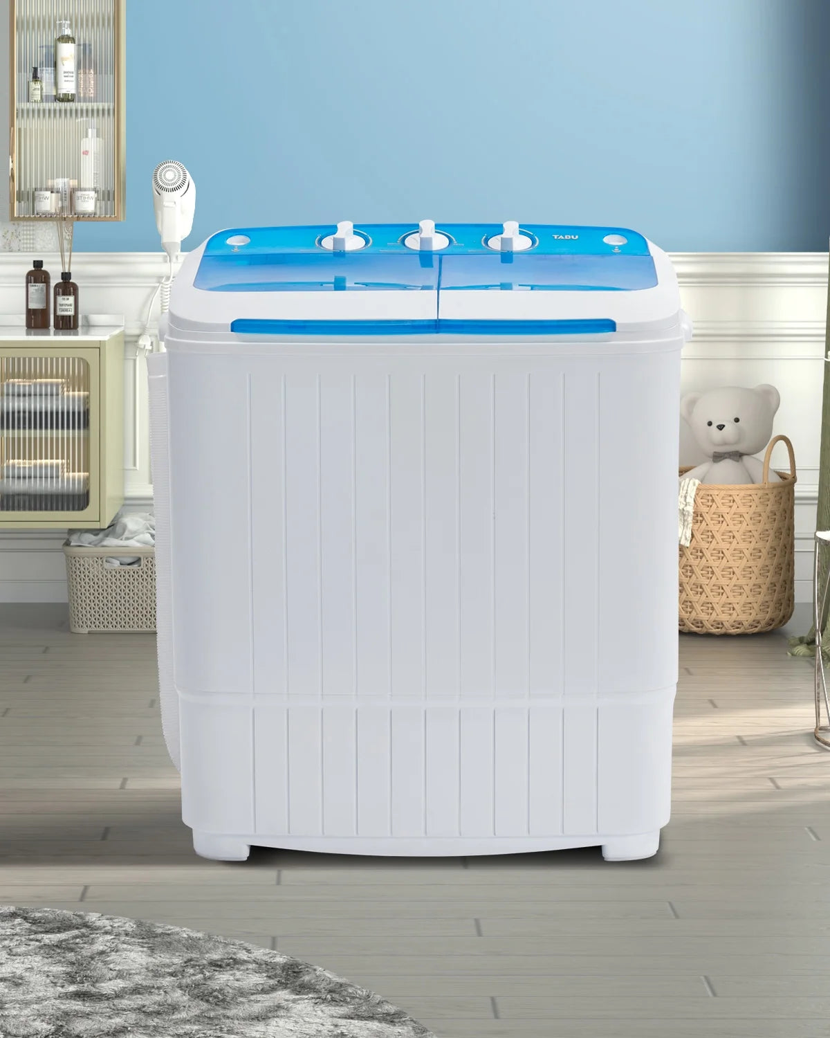 Muhub 18 lbs Portable Washing Machine,Compact Twin Tub Wash&Spin Combo for Apartment, Dorms, Gray