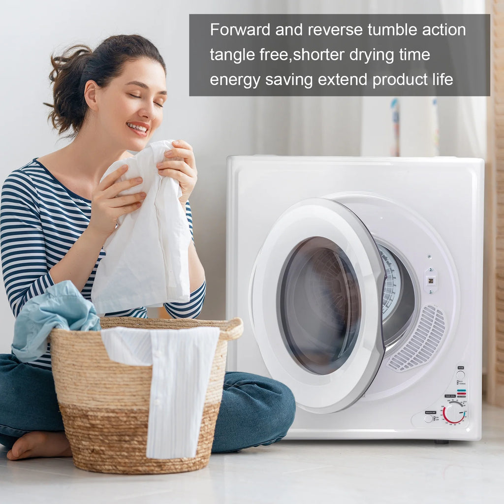 GYJ40-168I1 Compact portable Household clothes Dryer 4KG 2.6CUFT with Stainless Steel Drum White 120V 1400W MECHANICAL Control