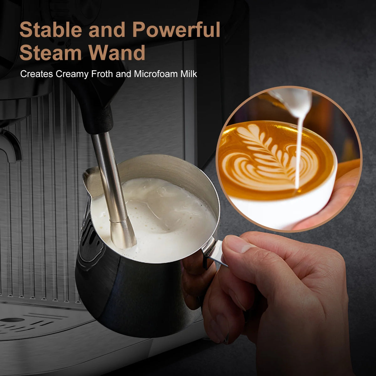 20 Bar Espresso Machine with Milk Frother, Single & Double Shot, ESE Pod Compatible, Removable Water Tank for Cappuccino, Latte, & Machiato for Home Barista