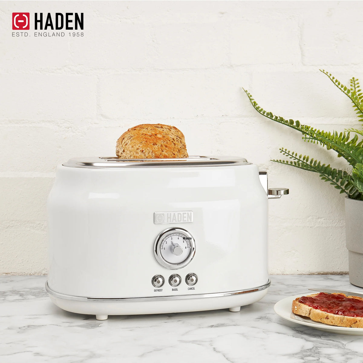 Haden Dorset 2 Slice Wide Slot Stainless Steel Toaster, Cedar Green/Chrome