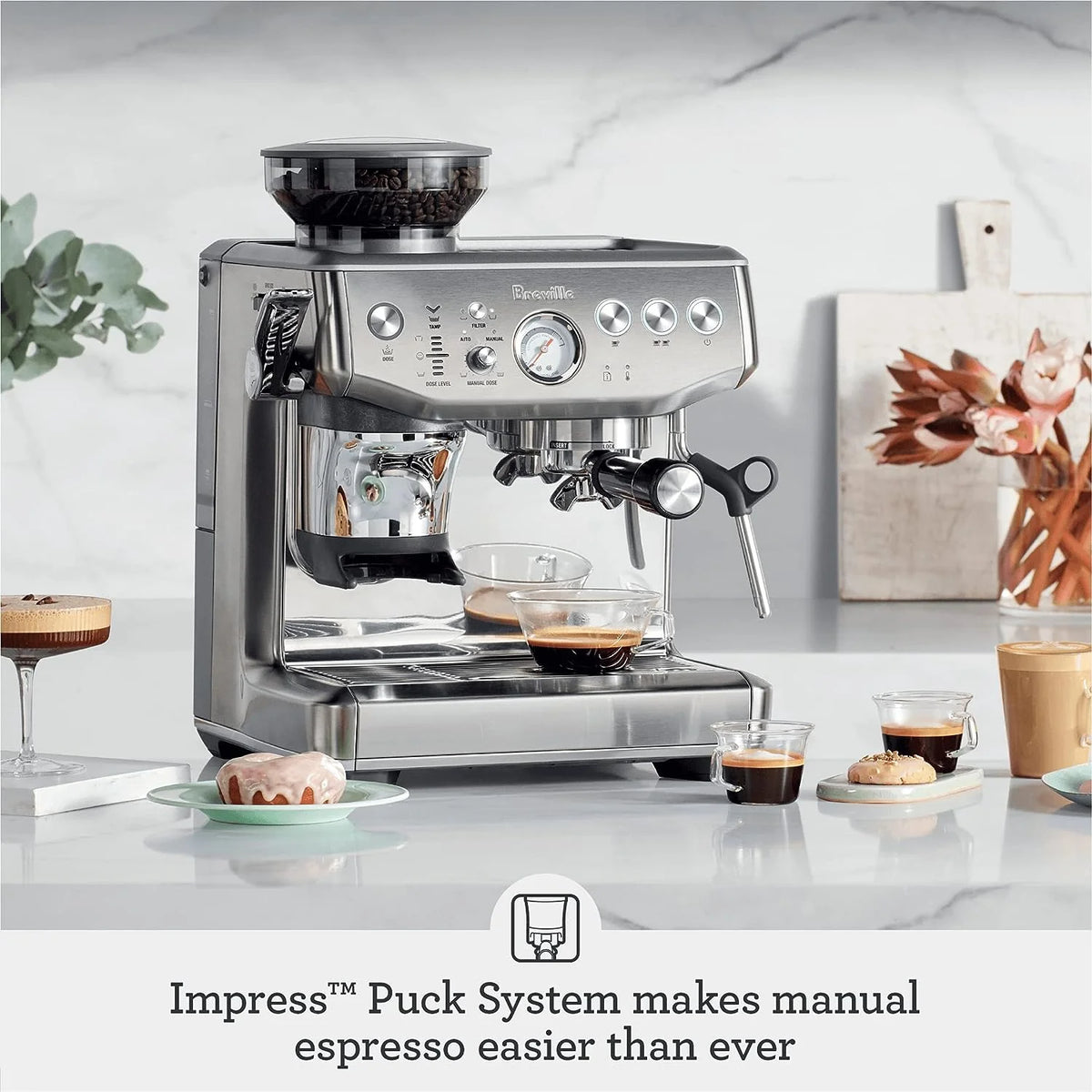 Breville Barista Express Impress Espresso Machine, 2 Liters - Black Truffle