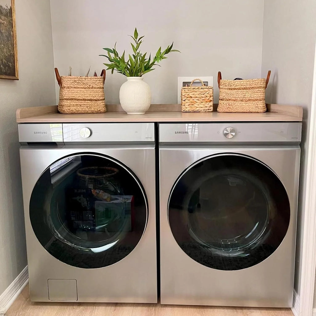 Kaboon Melamine Washer Dryer Countertop with Edge Rails �C Laundry Room Organization