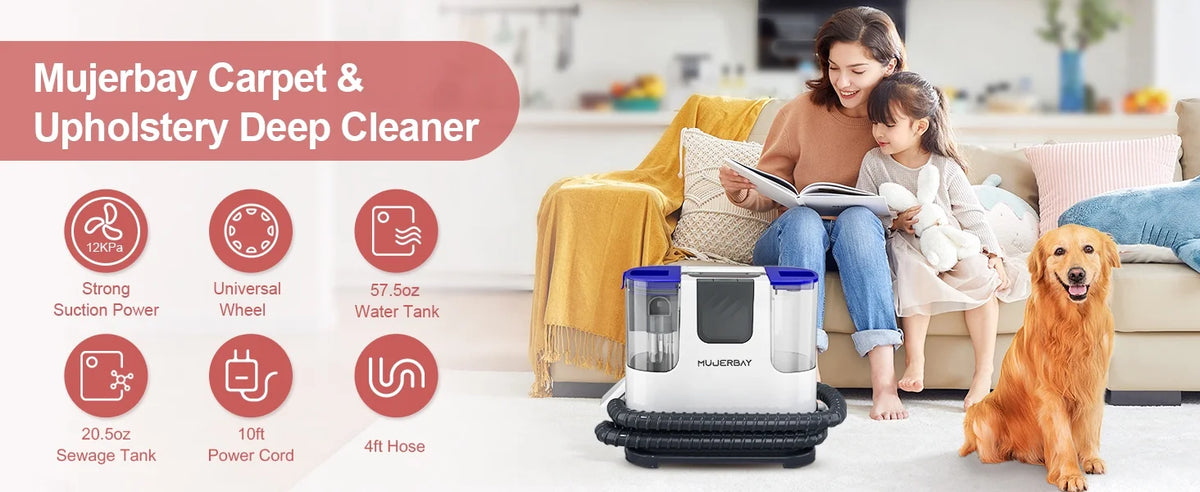 Aeitto 12Kpa Portable Furniture Water Extractor - Odor/Stain Removal, Ideal for Sofa, Carpet, Car, Pet Messes