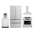 5 Piece Kitchen Package with 30" Freestanding Electric Range 30" Under Cabinet Range Hood 24" Built-in Fully Integrated Dishwasher French Door Refrigerator & 5.5L Electric Hot Air Fryer