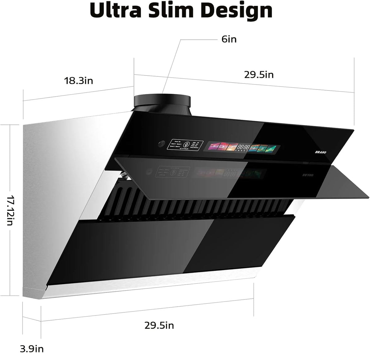 Range Hood 30 inch with 900CFM, Voice/Gesture Sensing/Touch Control Panel, Unique Side-Draft Design for Under Cabinet Modern Kitchen Hood, Ducted/Ductless Convertible