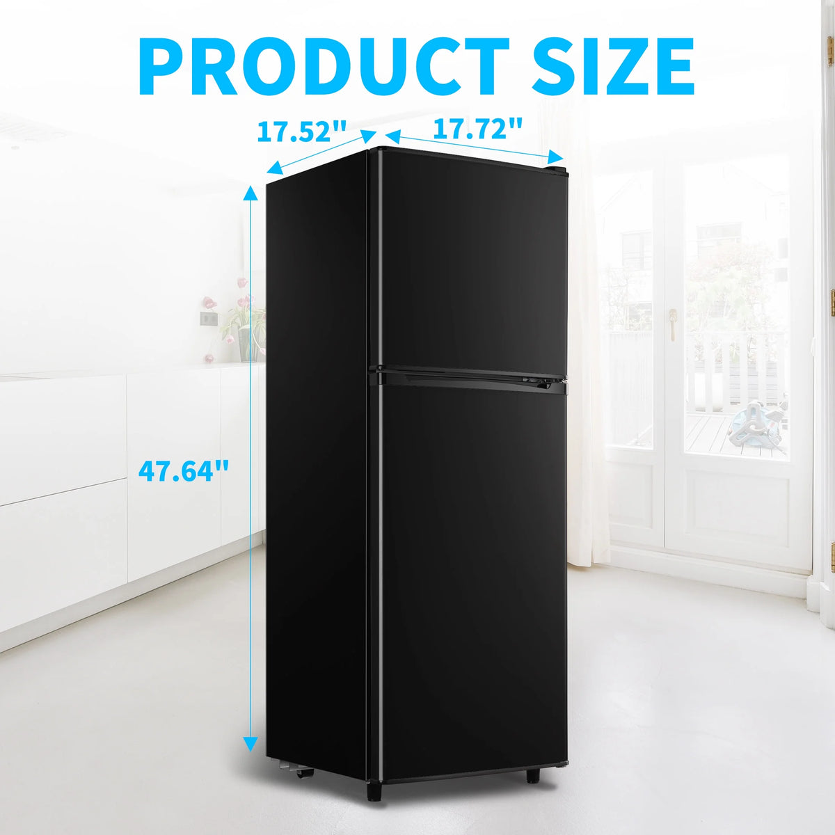 2 Door Mini Fridge with Freezer,4.5 Cu.ft.,5 Adjustable Thermostat & 4 Removable Glass Shelves