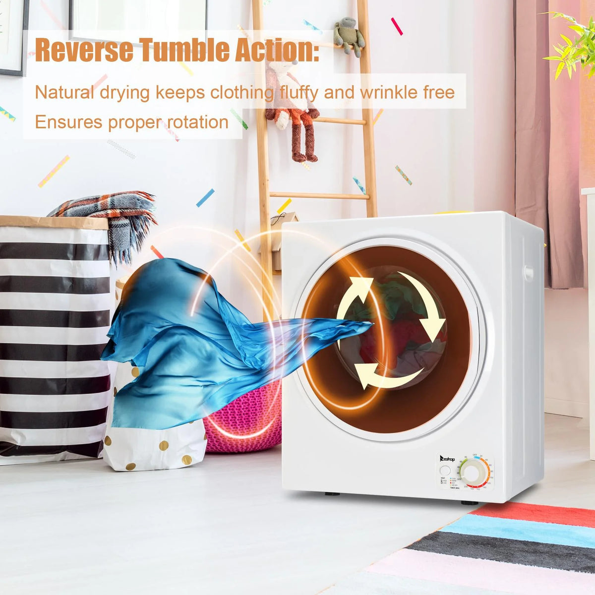 Zimtown 1.6 cu ft 110 V White Electric Compact Clothes Dryer