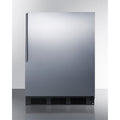 ADA compliant all-refrigerator for built-in general purpose use, auto defrost w/stainless steel wrapped door, thin handle, and black cabinet