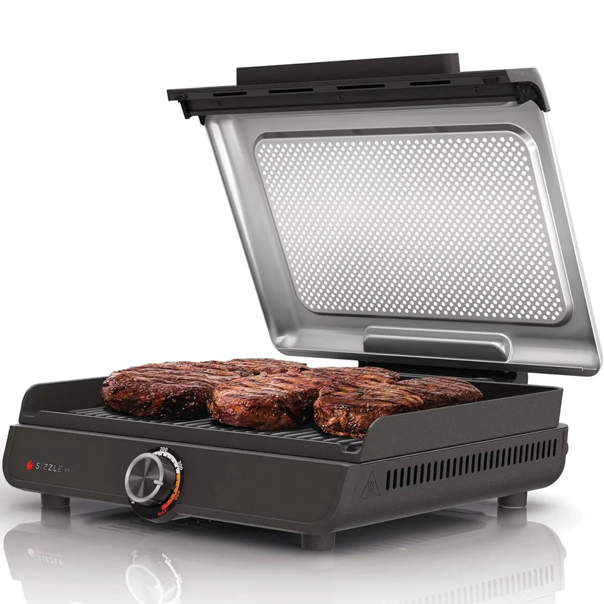 Restored Ninja GR100 Sizzle Smokeless Indoor GrillBundle with 2 Year Enhanced Protection Pack (Refurbished)
