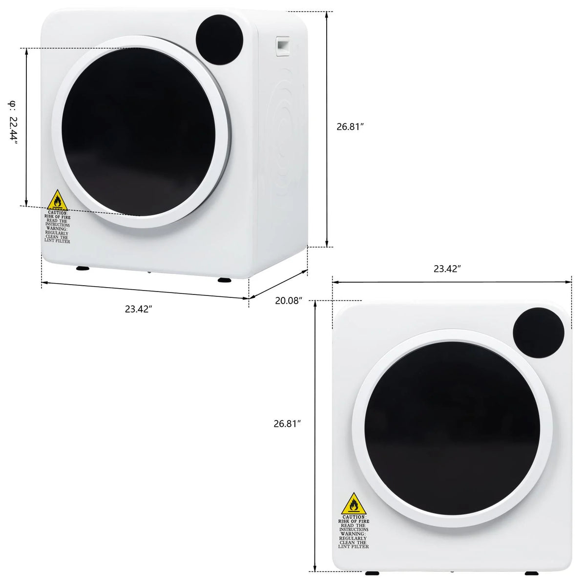 UBesGoo 6 kg 240 V White Electric Compact Clothes Dryer