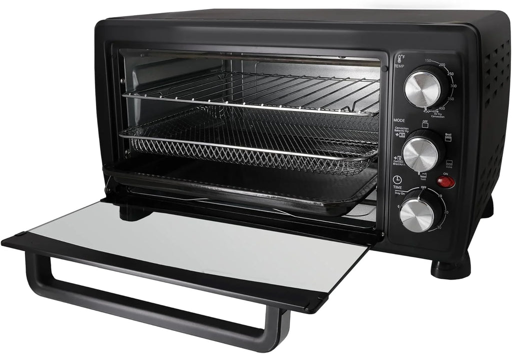 Aiwa Convection Toaster Oven, Countertop Oven with Bake, Toast, & Broil Functions, 1400W, Black