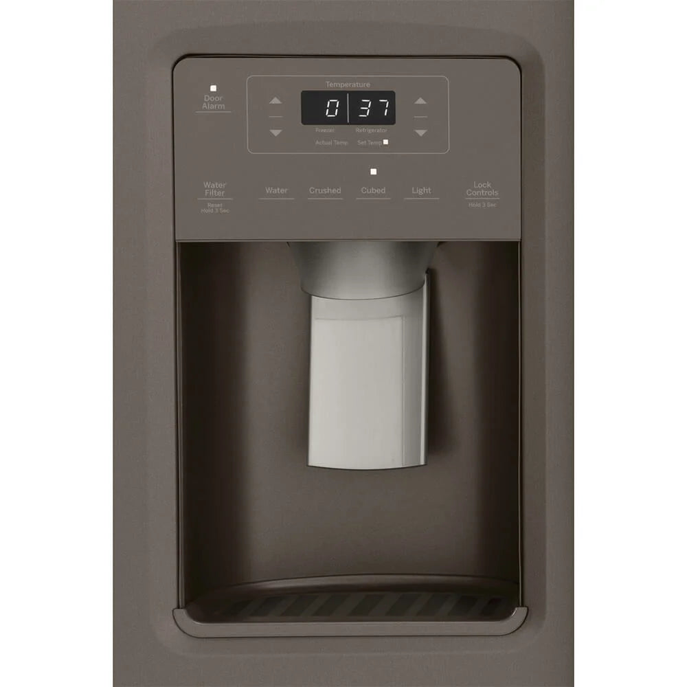 GE 36 Inch Counter Depth Freestanding Side by Side Refrigerator-Slate (GZS22IMNES)