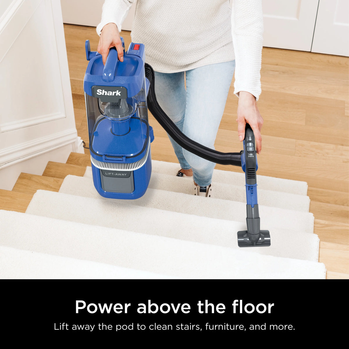 Shark Upright Vacuum, Lift-Away ADV, Pet Friendly, Bagless, with Self-Cleaning Brushroll, Hard Floor and Carpet, Anti Allergen & Lightweight Design, LA360, Blue
