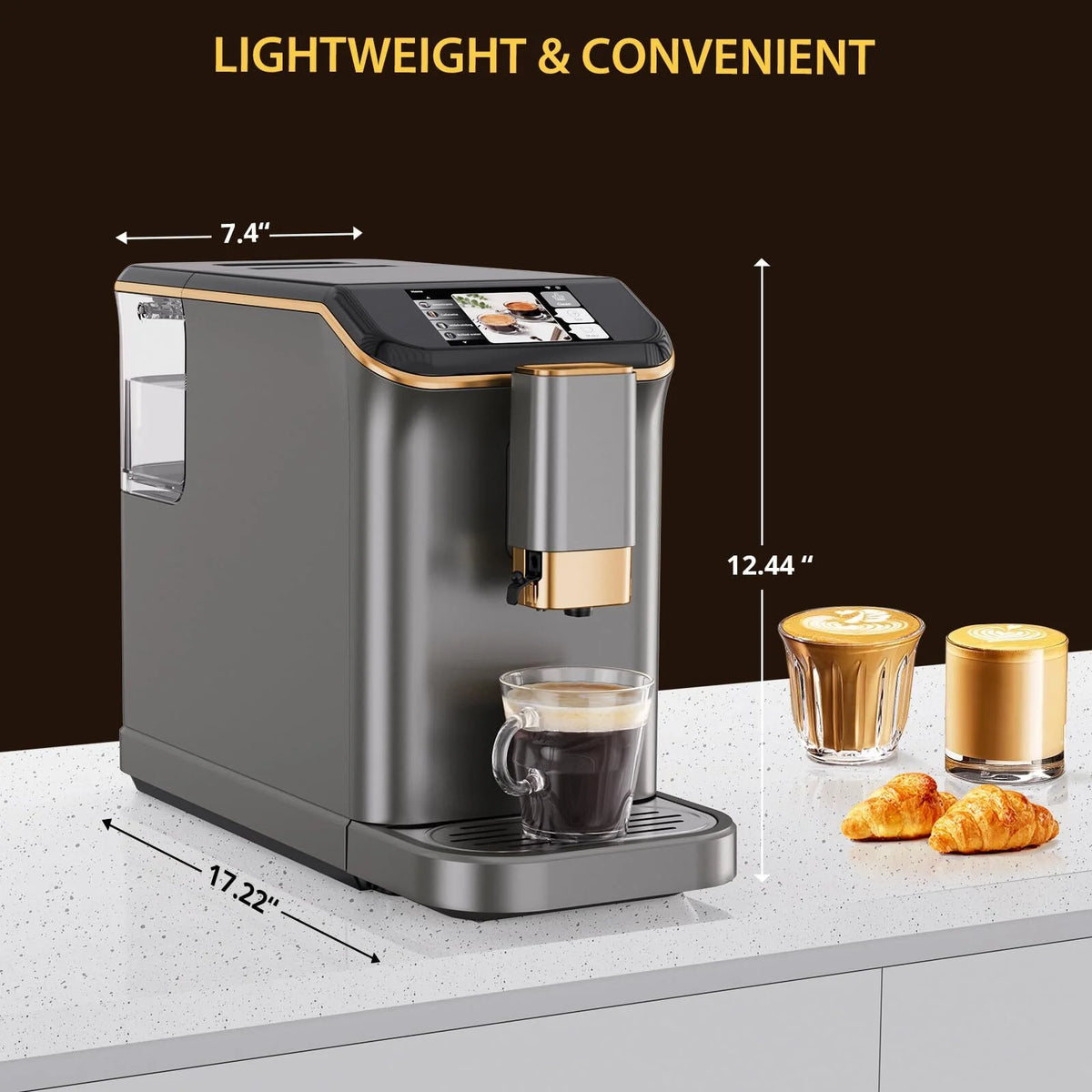 Soonbuy Fully Automatic Espresso Machine 20 Bar, With Milk Frother Steam Wand,Gold