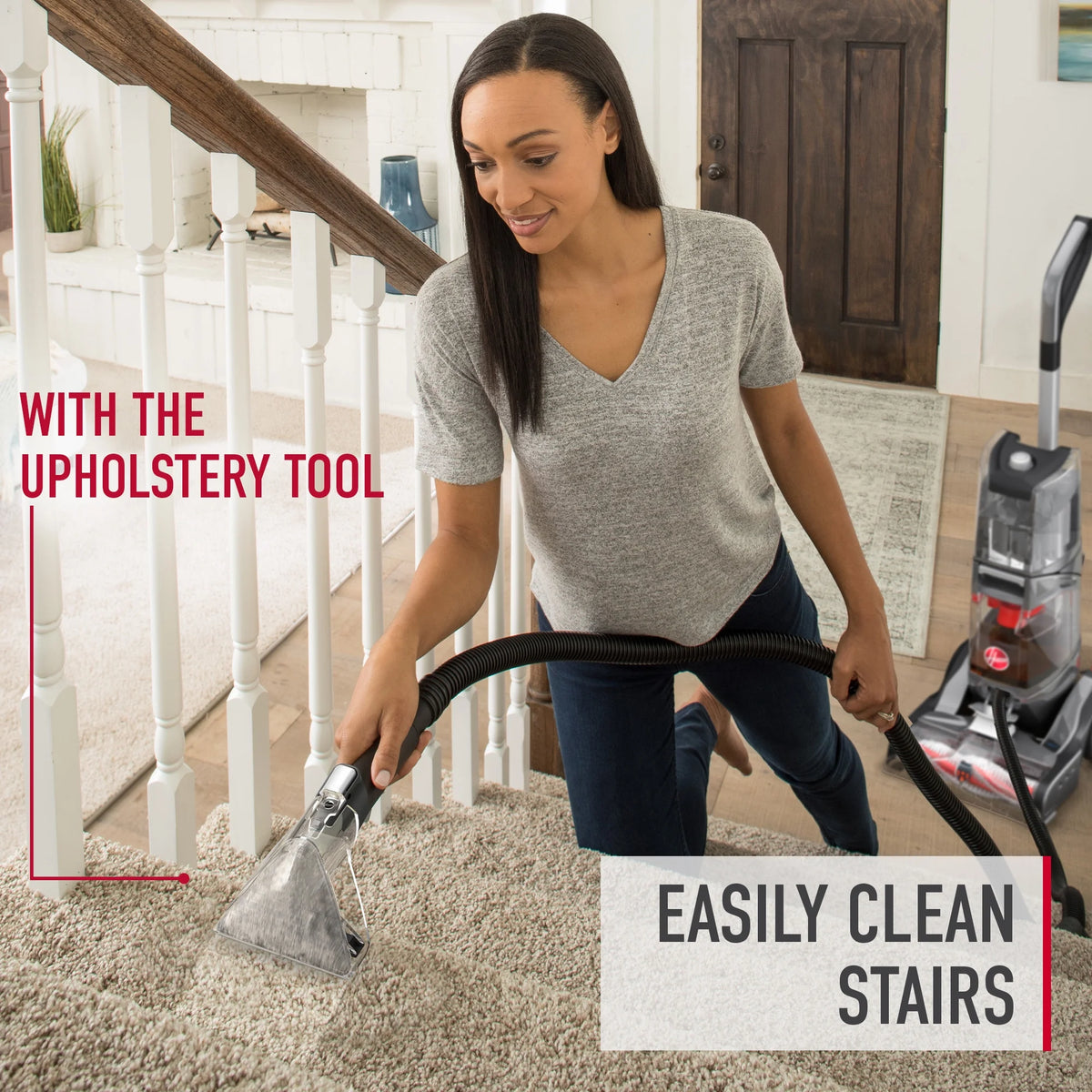 Hoover SmartWash Essentials Automatic Upright Carpet Cleaner Machine, for Carpet & Upholstery, Quick Dry Mode, Upholstery Tool Attachment, FH52110