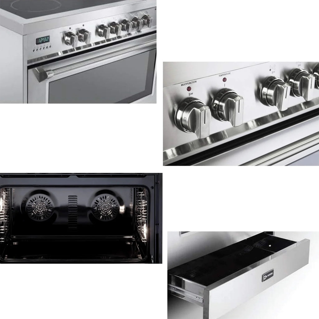 Roromall 36" Electric Range with 5 Heating Elements Convection Oven 4.3 Cu. Ft. Capacity, 7 Functions Professional Electric Range Oven with Smooth Glass Top, Stainless Steel