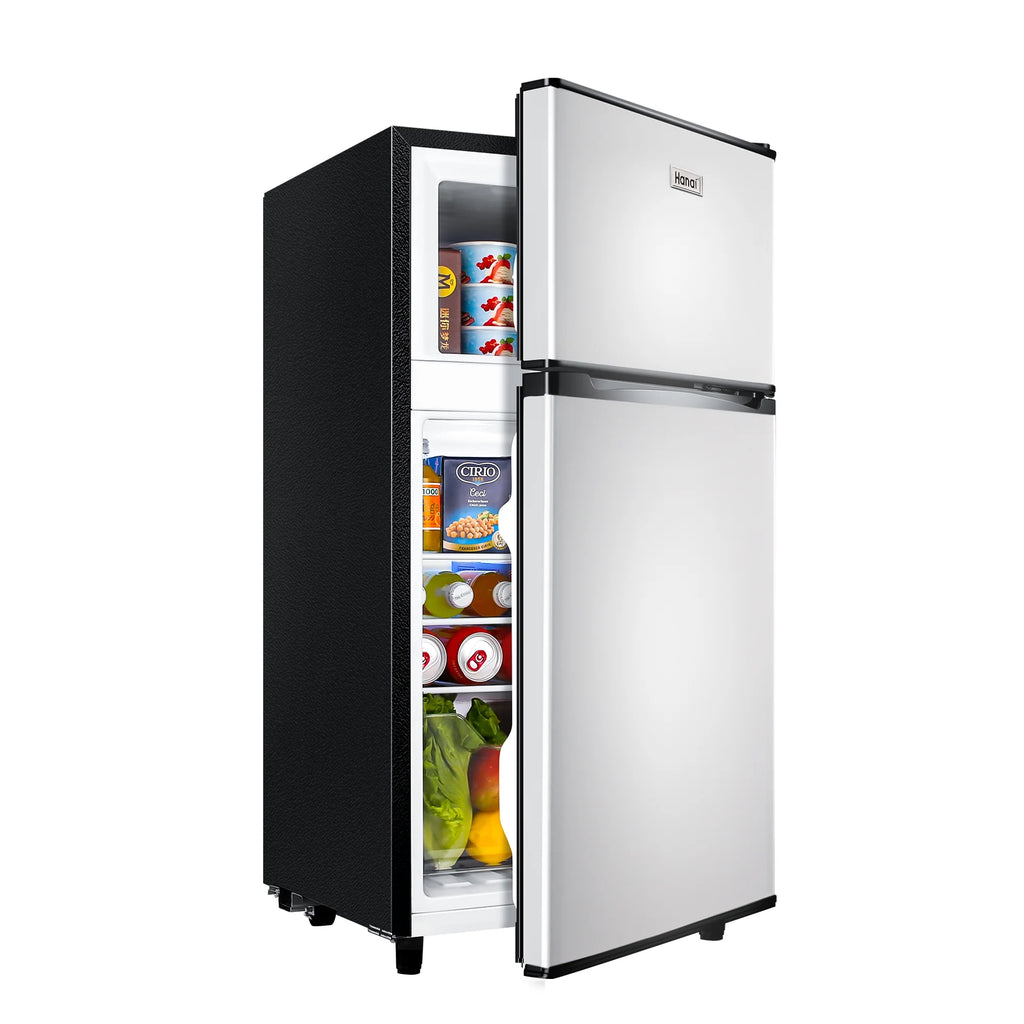 2 Door Mini Fridge with Freezer,3.5Cu.ft Small Freezer,7 Adjustable Thermostat,Blue,New