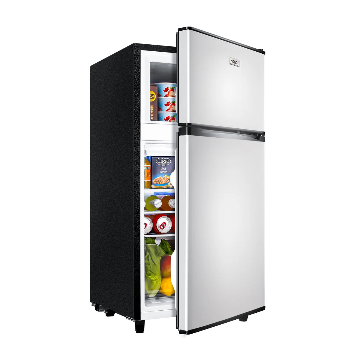 2 Door Mini Fridge with Freezer,3.5Cu.ft Small Freezer,7 Adjustable Thermostat,Blue,New