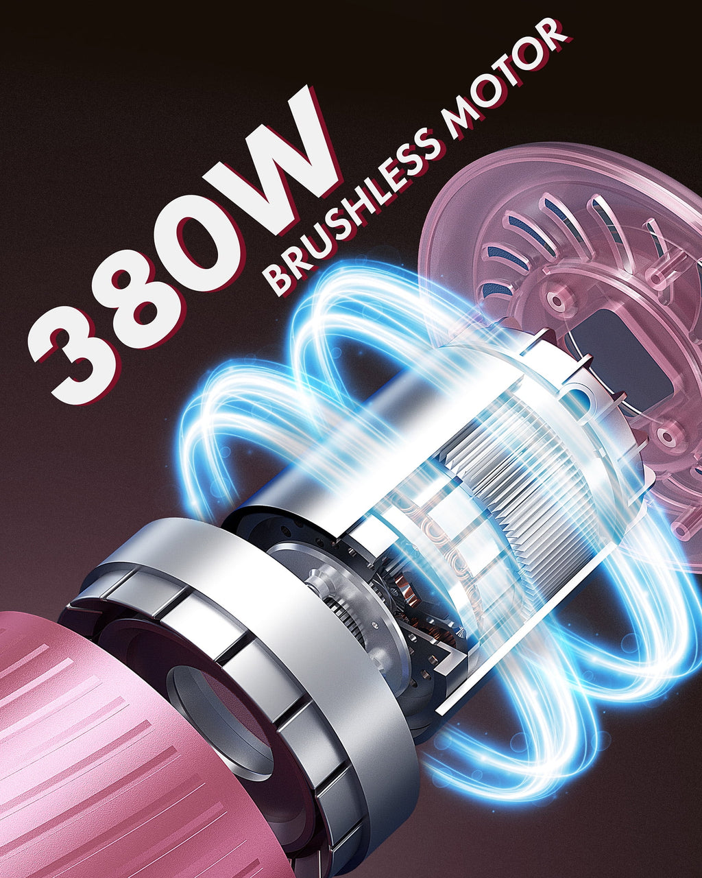 Homeika H320 Cordless Vacuum Cleaner, 28KPA Powerful Suction 8-in-1 Multi-Tool 55min Runtime LED Motorized Brush One-Click Dust Emptying for Pet Hair and Allergies,Pink