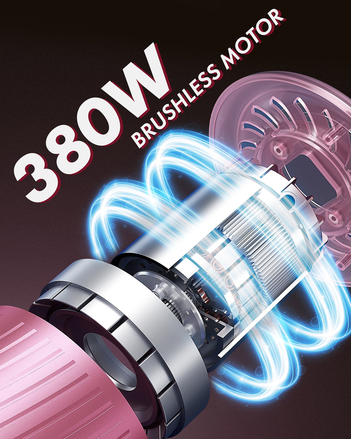 Homeika H320 Cordless Vacuum Cleaner, 28KPA Powerful Suction 8-in-1 Multi-Tool 55min Runtime LED Motorized Brush One-Click Dust Emptying for Pet Hair and Allergies,Pink