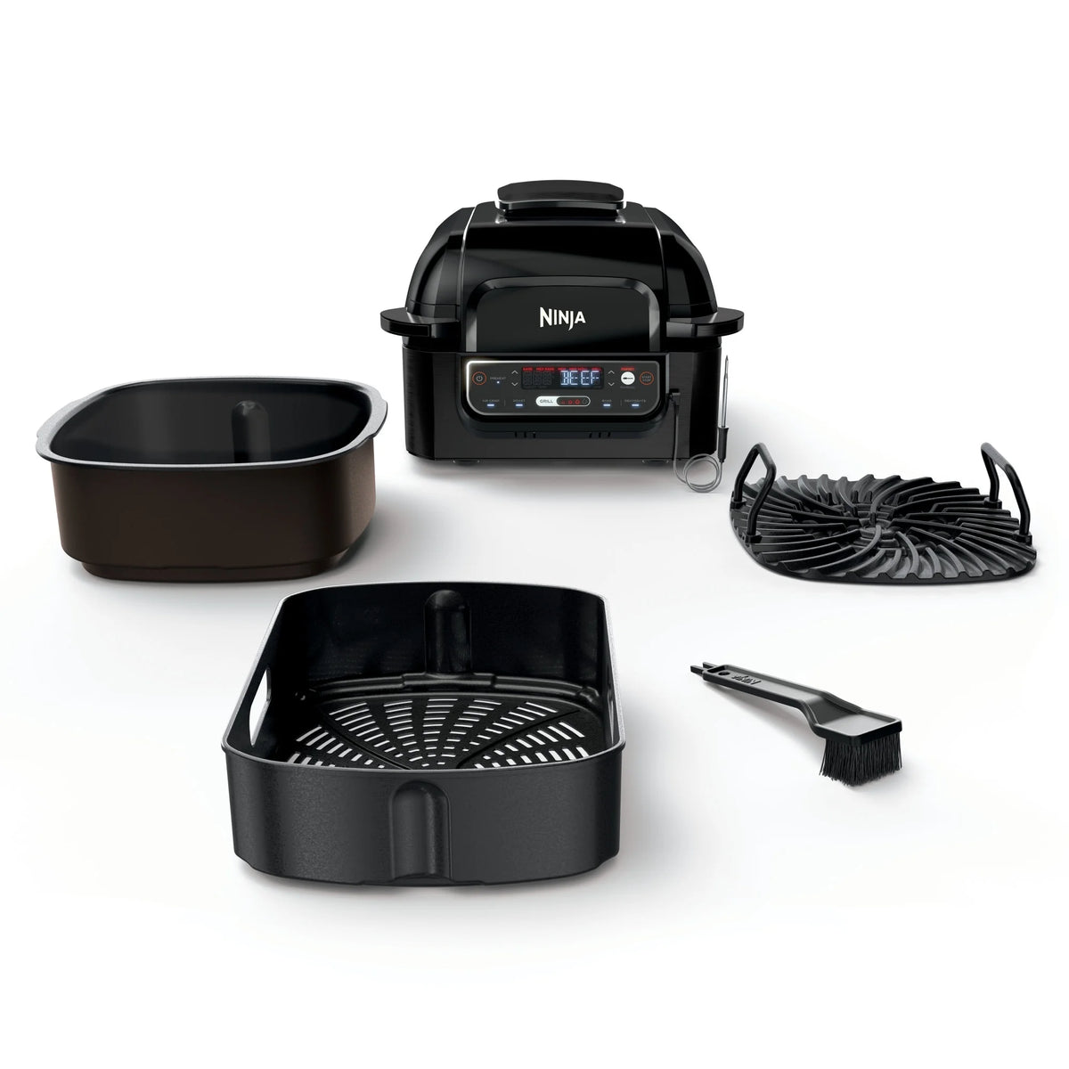 Ninja? Foodi? Smart 5-in-1 Indoor Grill with 4-Quart Air Fryer, Roast, Bake, Dehydrate, and Smart Cook System, LG451BK