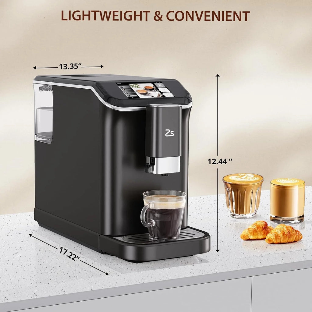 Espresso Machine,Fully Automatic Espresso Machine with Automatic Milk Frother,7 Coffee Varieties,20-Bar,Built-in Grinder,Intuitive Touch Display,1.5-L Water Tank