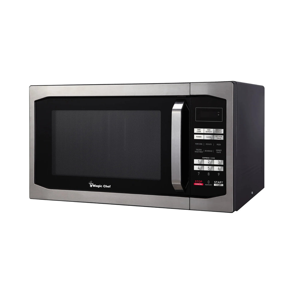 Magic Chef 1.6 Cu. ft. 1100W Countertop Microwave Oven with Push-Button Door in Black, New