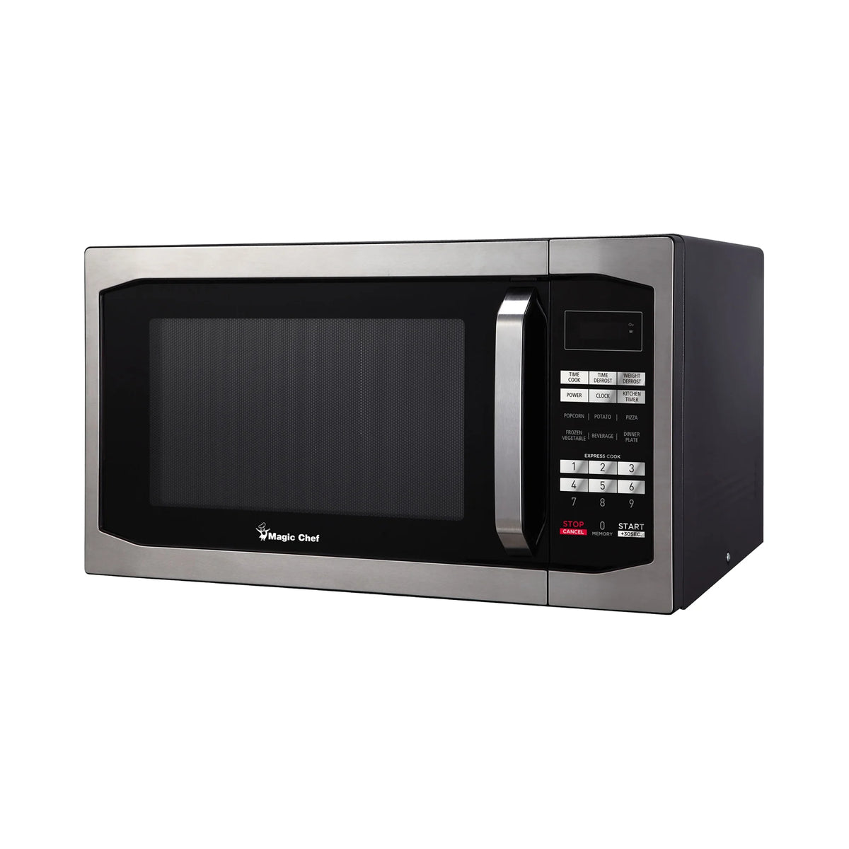 Magic Chef 1.6 Cu. ft. 1100W Countertop Microwave Oven with Push-Button Door in Black, New