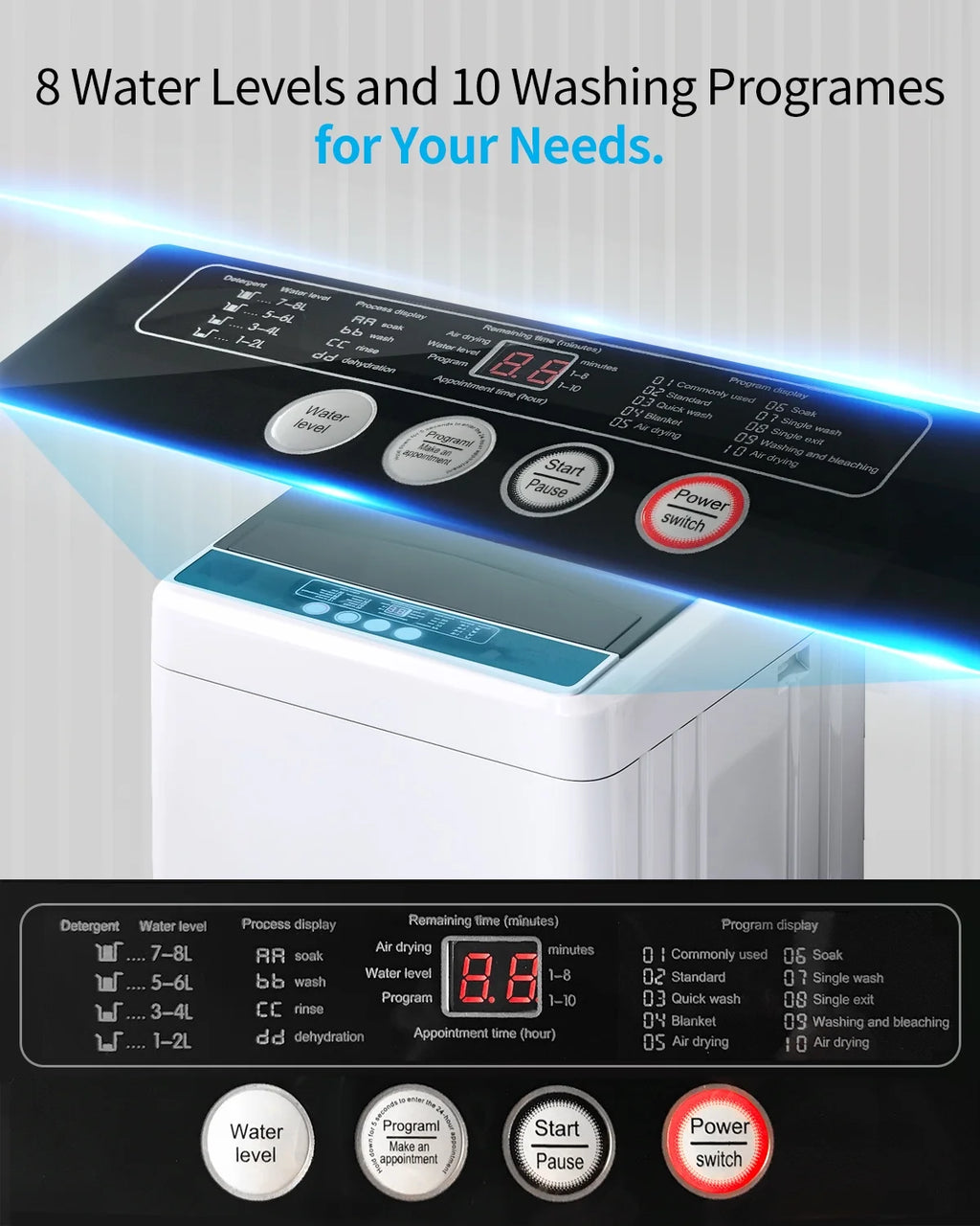 TABU Portable Washer and Dryer Set, 17.6LBS Compact Washing Machine & 13LBS Compact Dryer (Brown&White)