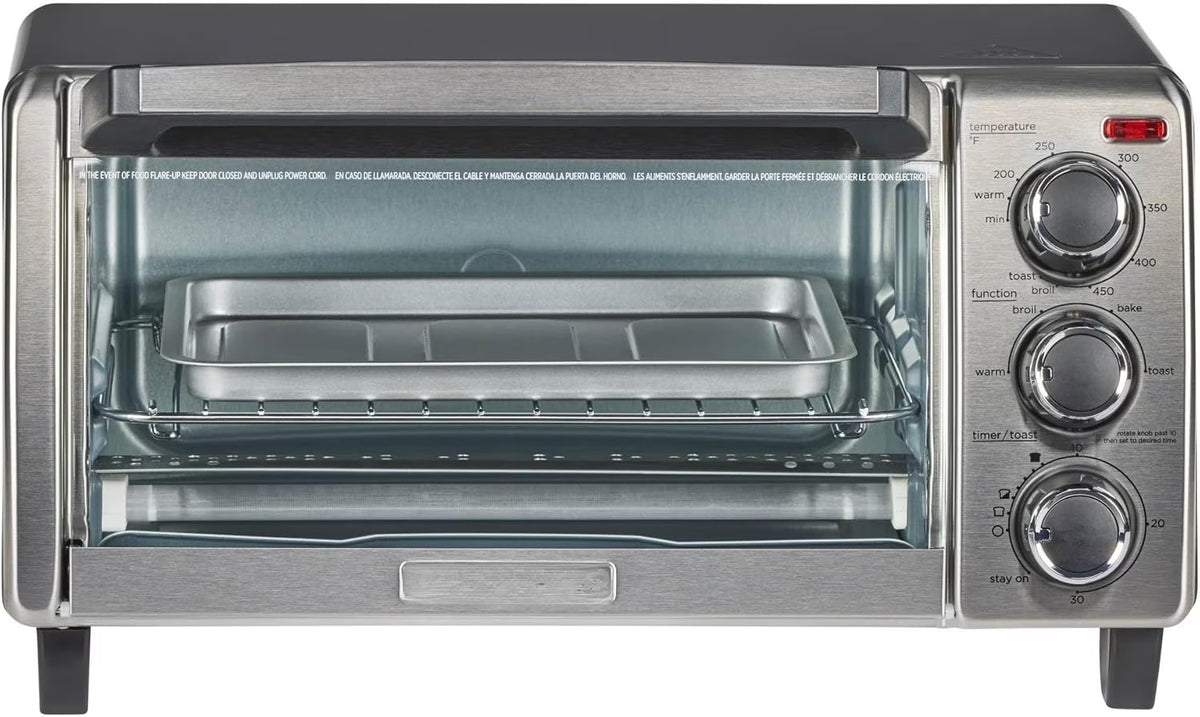 4-Slice Convection Oven, Stainless Steel, Curved Interior Fits a 9 inch Pizza, TO1313SBD