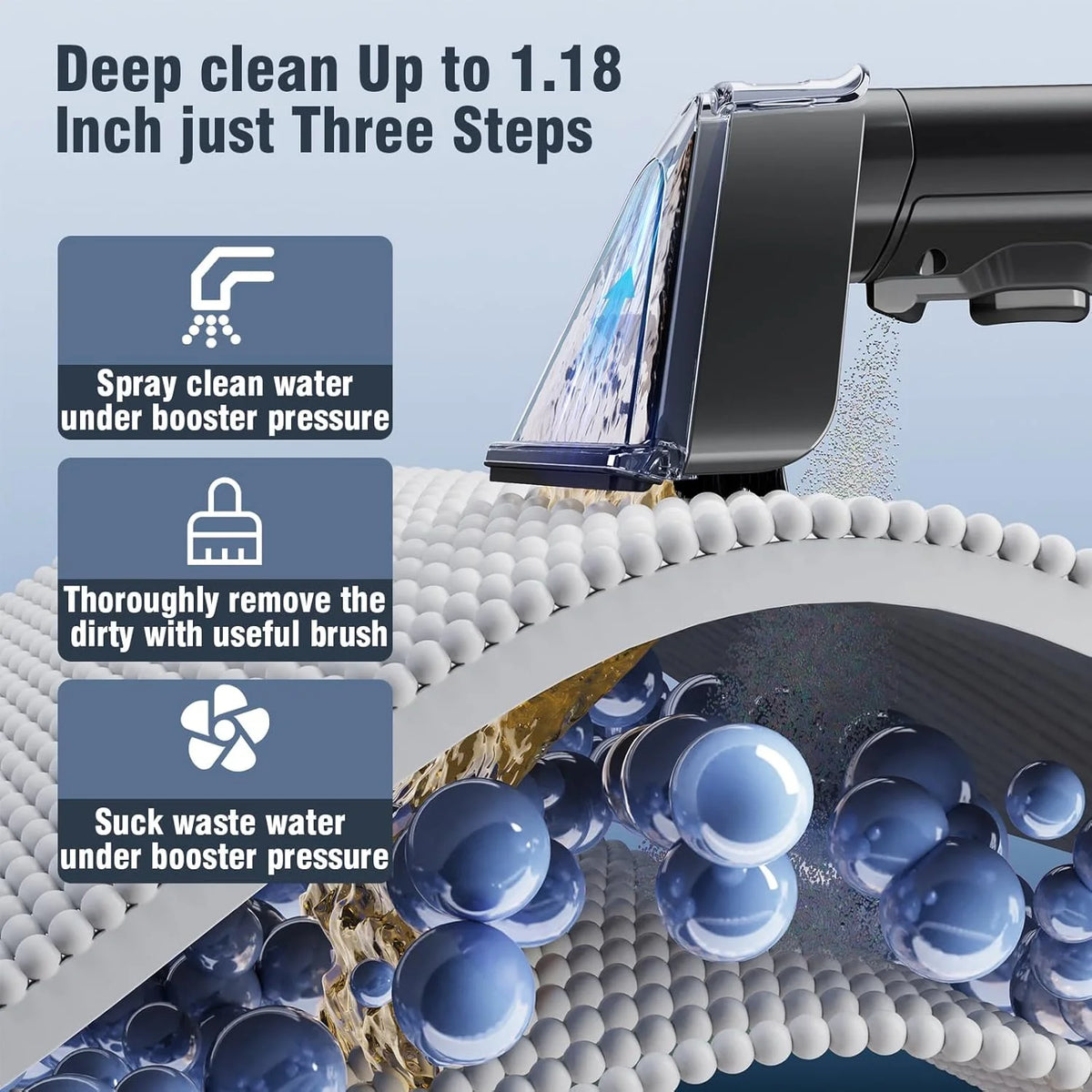 Carpet Cleaner Machine, 18 K pa Portable Carpet Spot and Upholstery Cleaner, 500 W Powerful Suction Deep Couch Cleaner Machine with Handle for Pet Stains, Sofa, Car Seat, Furniture