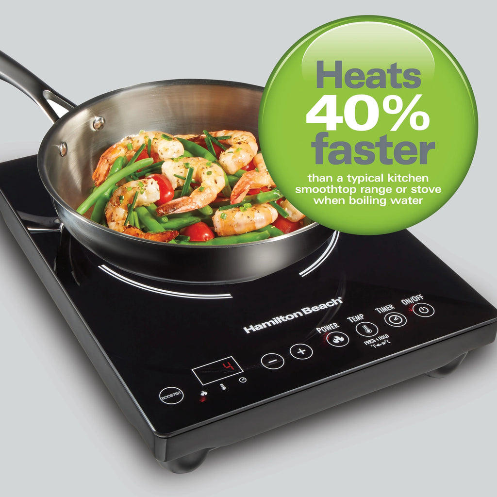 Hamilton Beach Induction Stove Cooktop, Electric Induction Burner and Hot Plate for Cooking, Black